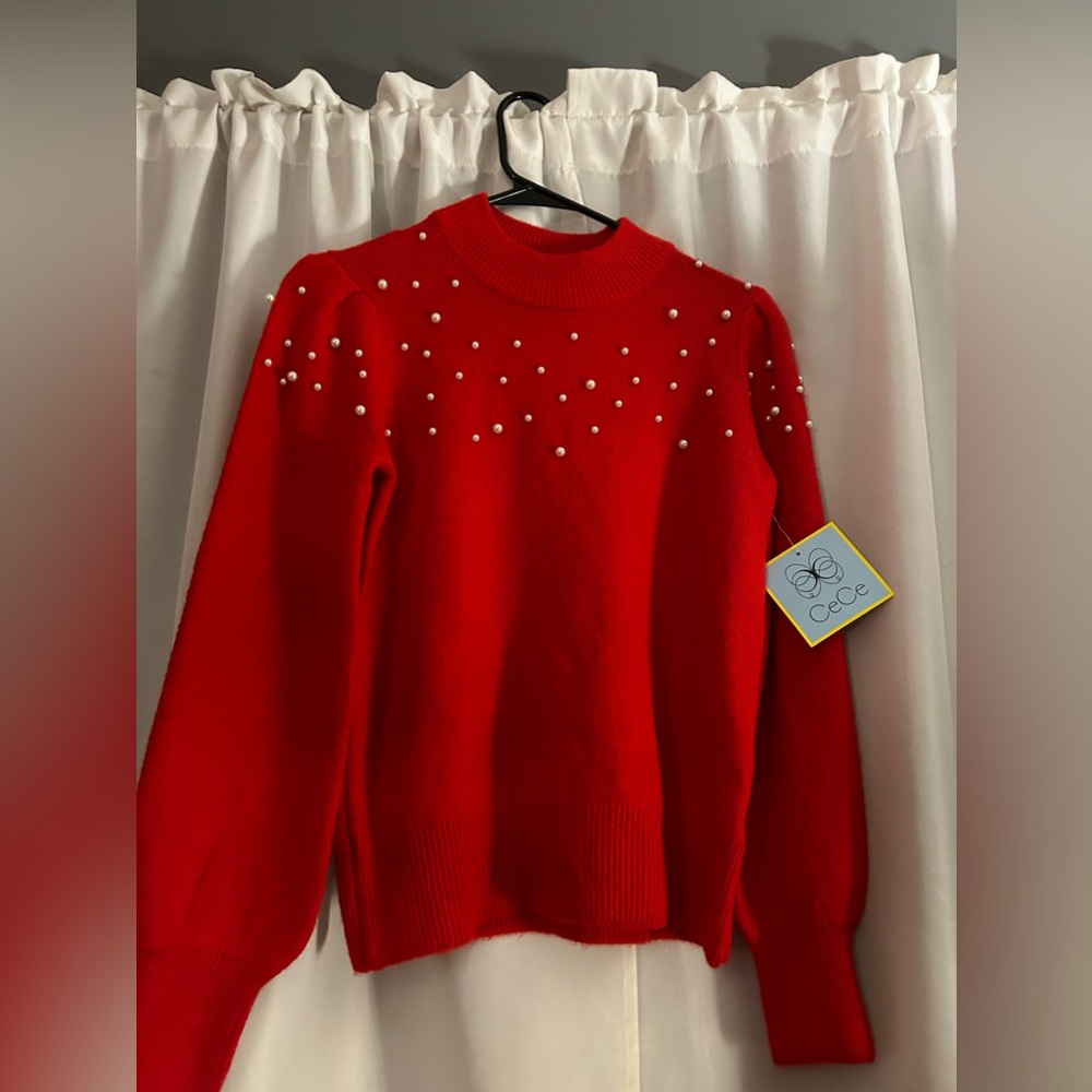 CeCe red pearl sweater